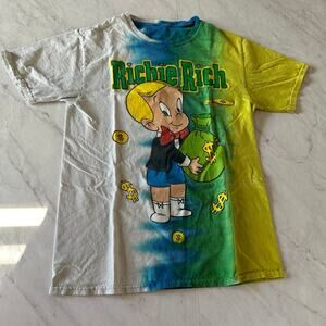 Richie Rich Tie Dye cartoon money bag t shirt small